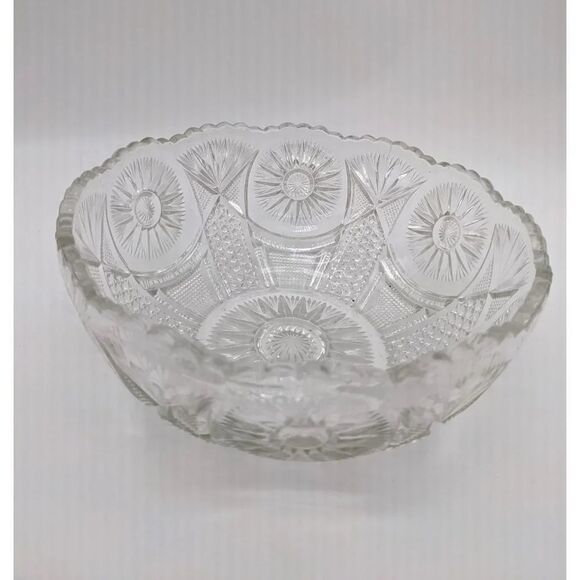 US Glass Spinning star serving bowl clear 8 1/4 in Holiday - Picture 2 of 10
